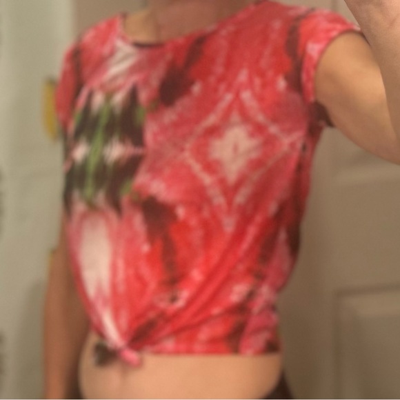 💫H&M Colorful Basic Women’s Short Sleeves Tie-Hem up See Trough Cropped T… - Picture 4 of 7